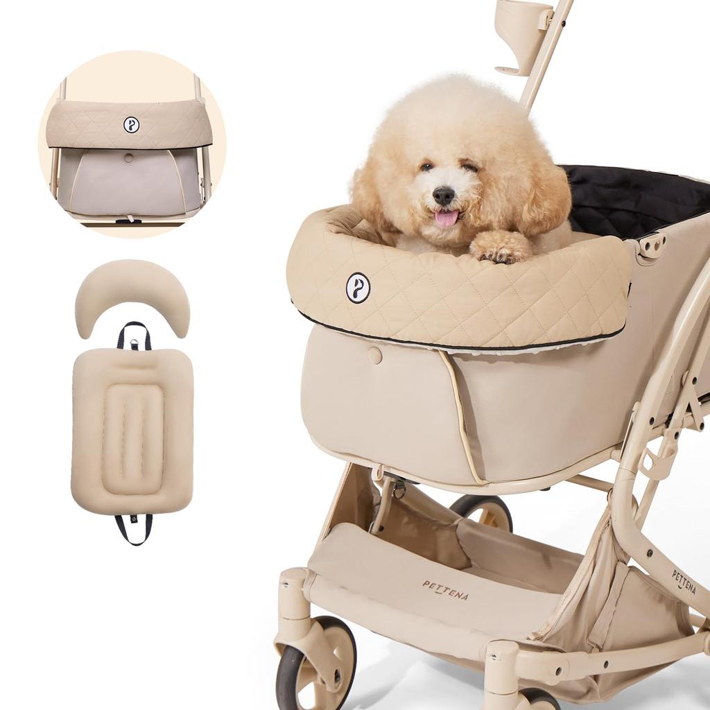 PETTENA Pet Cart Cushion Cool Fabric for Joint Ergonomic Dog Body Fluffy Chin Rest Fits Small to Medium Dogs Set, 3-Piece Set, Double-Sided Fabric,