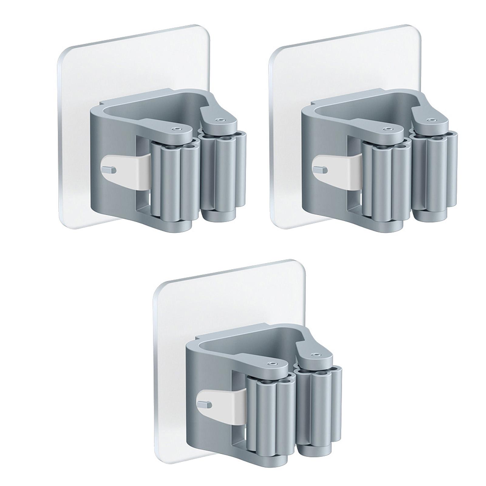 

3 шт. Стойка для хранения швабры, Стойка для хранения, Присоска для ванной комнаты, Подвесная труба, Бесследный зажим для швабры, Вешалка для метлы, Настенная, Водонепроницаемая стойка для швабры 3pcs