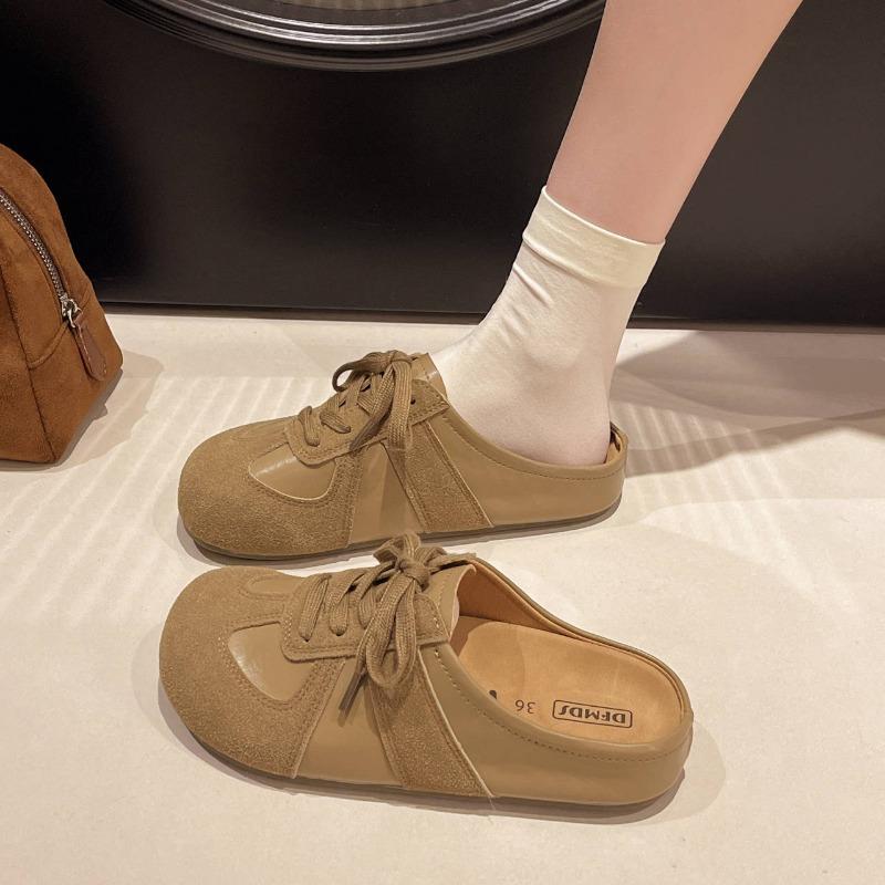 Baotou Half-slipper Women's Retro German Training Shoes Comfortable Women's Thick-soled and Backless Lazy Shoes