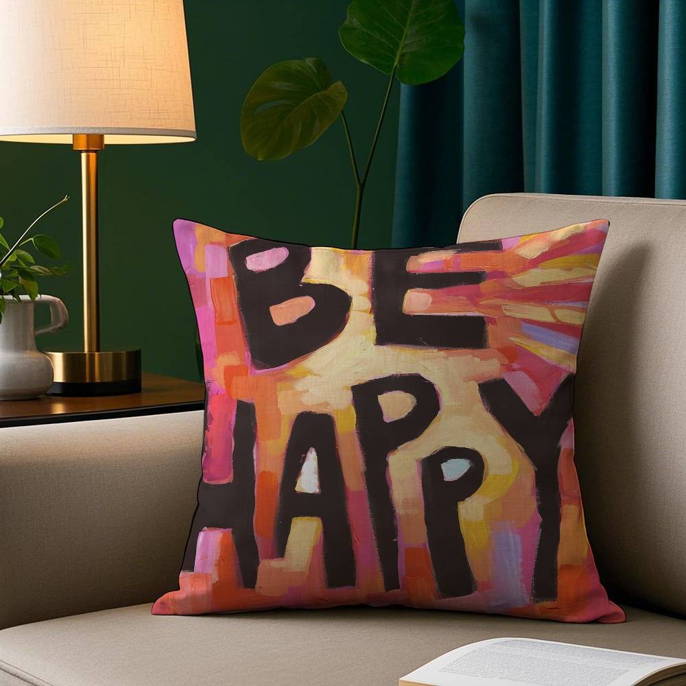 Fashion Colorful Letter Pillow Case Plush Fabric Soft Pillowcase Double Sided Print Sofa Cushion Cover Throw
