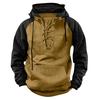Men's Fashionable Color Blocked Long Sleeve Hooded Loose Sweatshirt Sports Multi Pocket Top