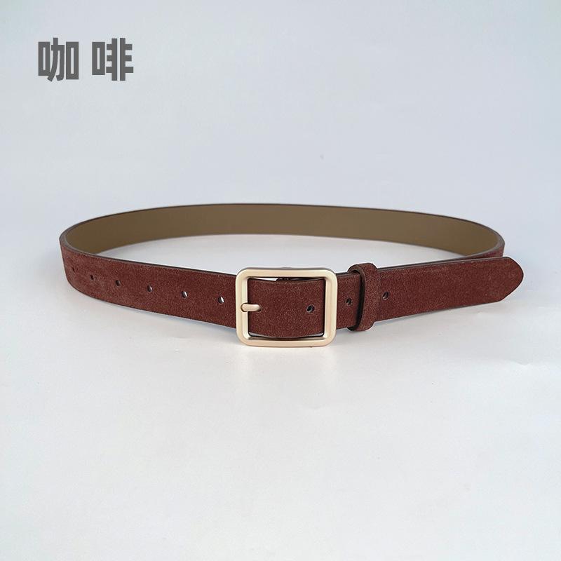 Frosted Suede Leather, Genuine Leather Women'S Belt, Cowhide Retro Simple With Casual Pants, Jeans Belt 2.3