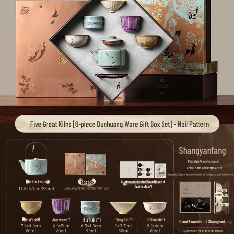 Dunhuang Inspired Riveted Ceramic Tea Set