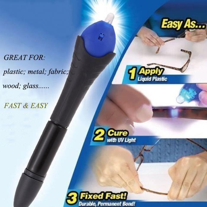 5 Second Quick Fix Lumière UV Réparation Glue Pen Tool Kit Composé De Super Powered Liquid Plastic Dip Welding
