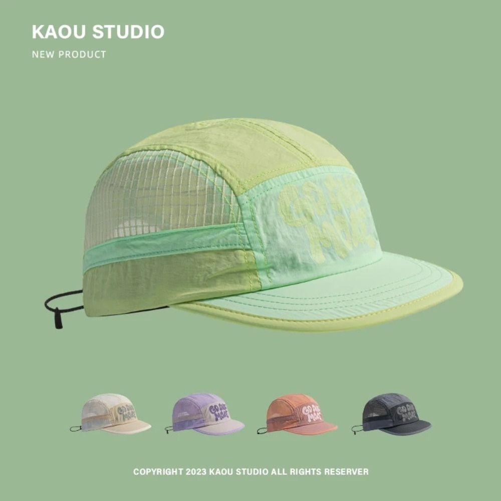 Sun Protection Breathable Hat Retro 5-panel Mesh Running Caps  Men and Women