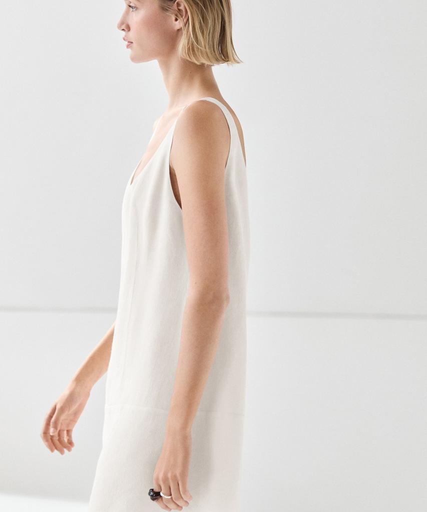 Masimodutti Linen Blend Fluid Short Dress
