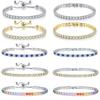 Schickes 4mm rundes buntes Kristall-Tennisarmband Silber Verstellbare Faltschließe Kette Armband am Handgelenk Modeschmuck