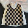 Streetwear Karomuster Westen Jacken Herren Vintage Locker V-Ausschnitt Gestrickte Weste Männlich Karierte Knöpfe Pullover Weste F488
