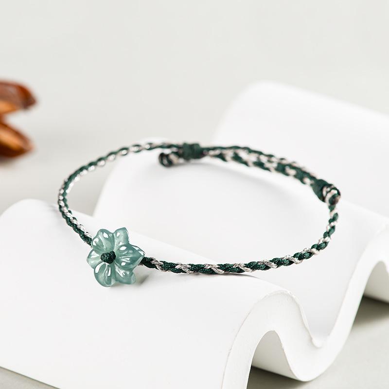 A-Qualität Blauer Jade-Orchidee Handgewebtes Unisex-Armband