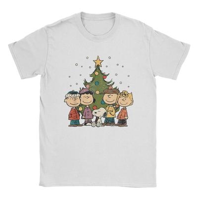 Peanuts Merry Chrismas Snoopy Woodstock TShirt Hipster Men Women Crew Neck Cotton T Shirt Short Sleeve Tees Gift Merchandise