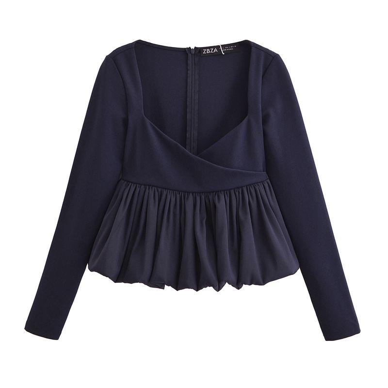 Kaslead New Arrival Women's Clothing Fashion Style Fashion Ruched Puffy Hem Tops 1014805