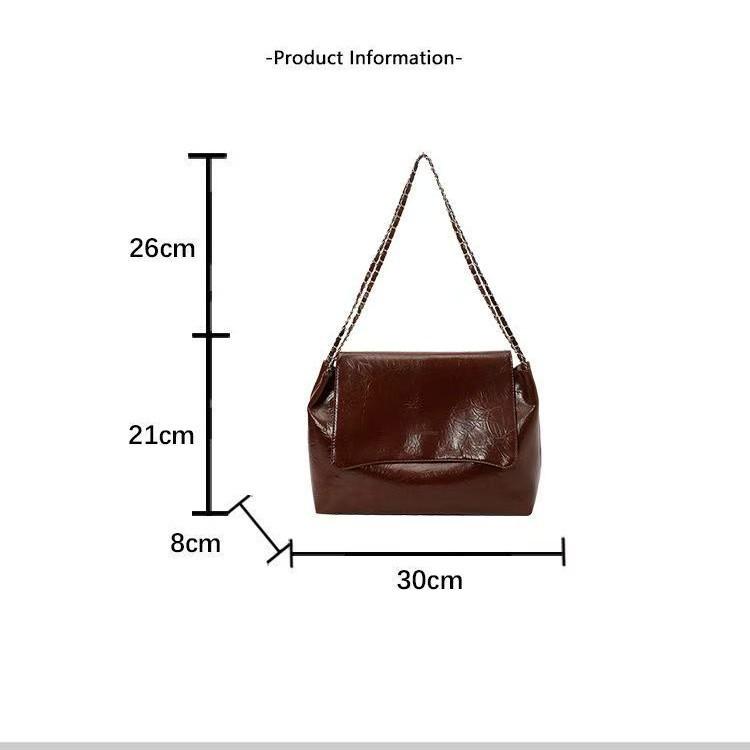 Solid Color Retro Women's Chain Bag: Large Capacity Autumn/Winter Shoulder & Crossbody Bag