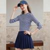 Women's Retro Contrast Stripe Long Sleeve T-Shirt