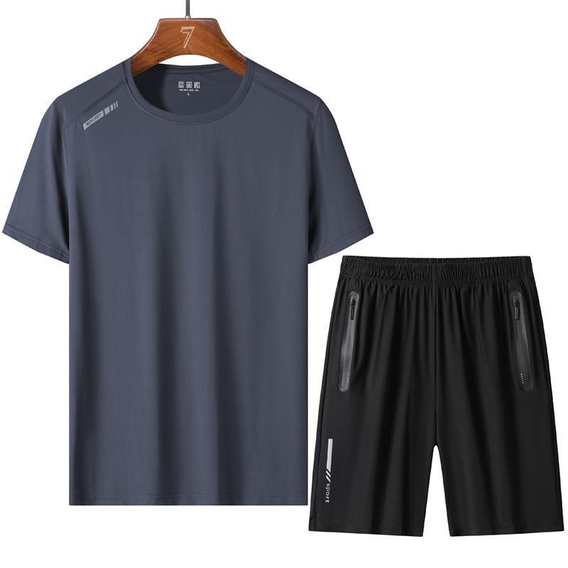 Men's Color Blocked Short Sleeve and Shorts Set