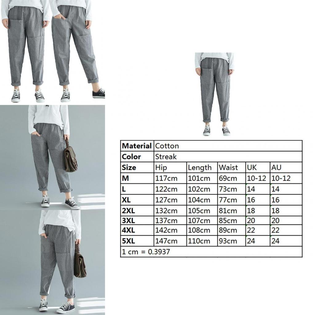 Women's Plus Size Harem Pants With Stylish Stripes And Comfortable Casual Fit