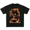 Cat Ramen Noodle Japanese Cat Eating Vintage Men's T-shirts Cotton Casual Printed T-Shirt O Neck Short Sleeve Unisex