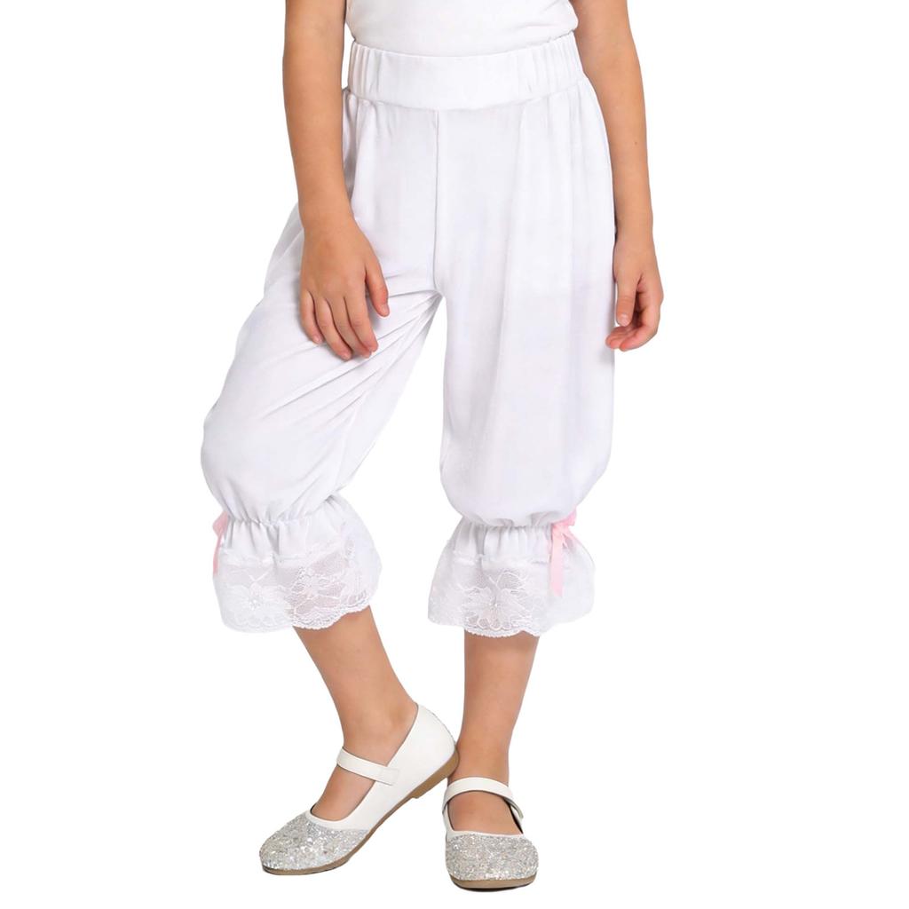 Kids Pirate Cosplay Bloomers Victorian Lolita Pantaloons Floral Lace Ruffle Elastic Waistband Steampunk Underwear