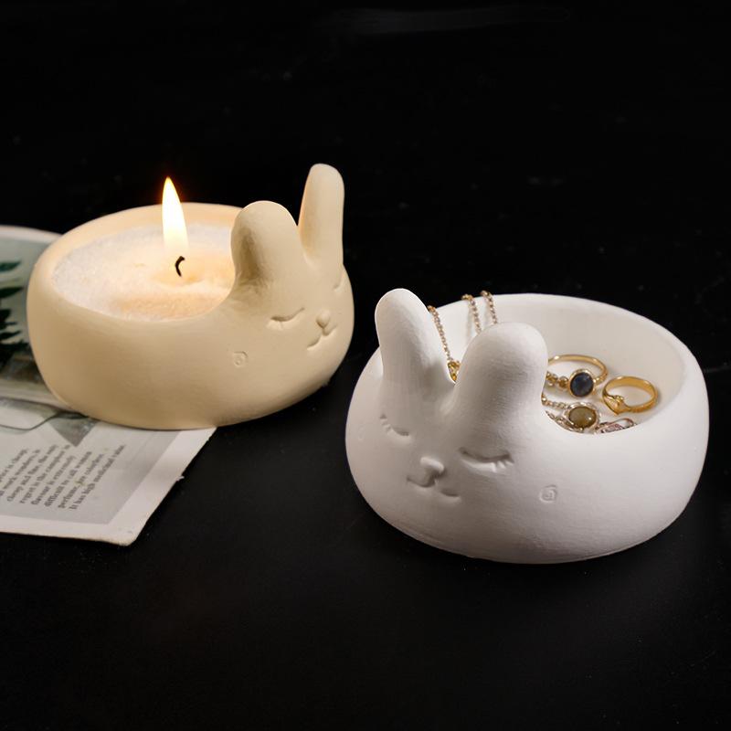 Rabbit Egg Tray Mold Bunny Rabbit Plaster Mold Bunny Candle Holder Mold Cute For Egg Holding Candle Making Gifts