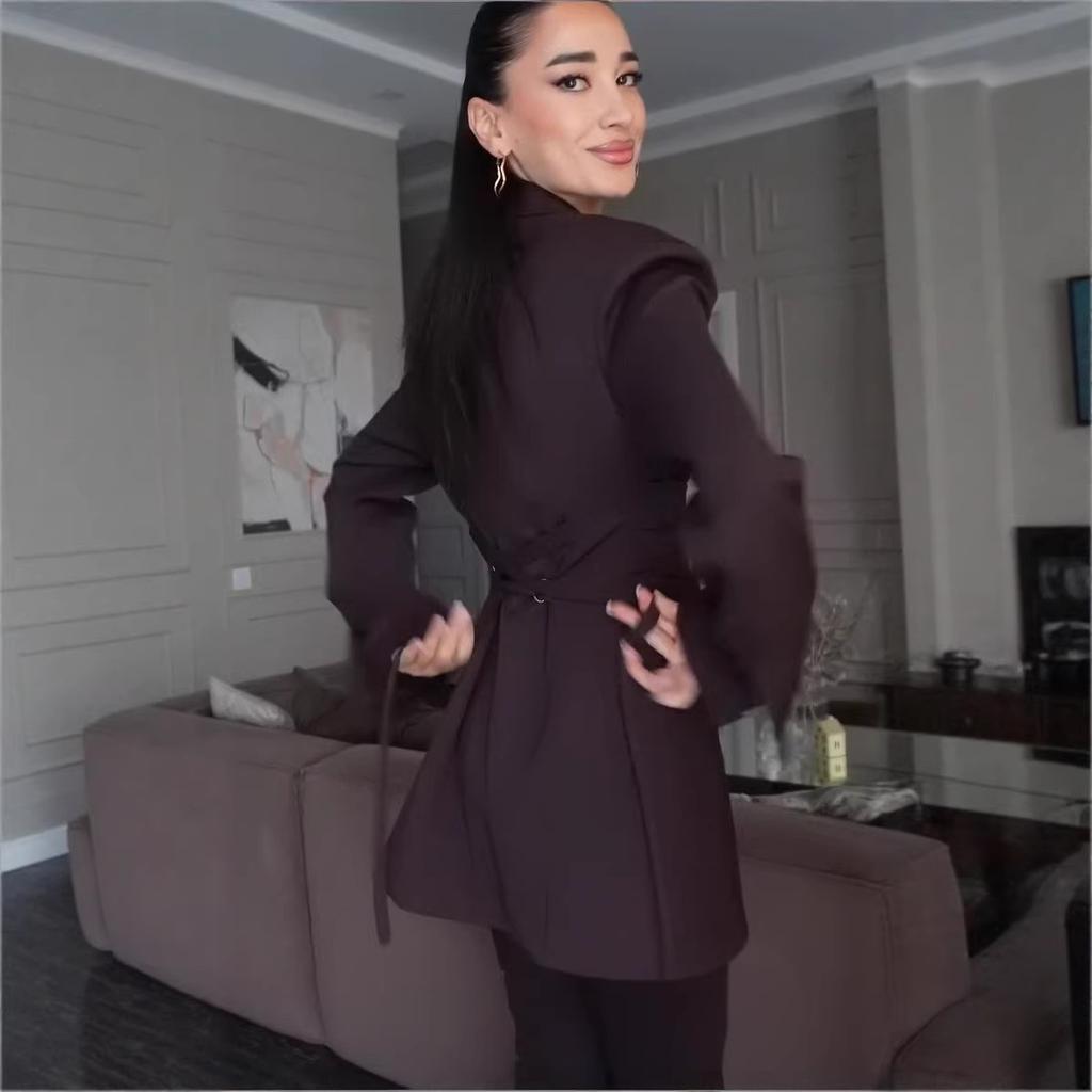 Amazon Cross-border 2026 Autumn New Cross-border European and American Button Long-sleeved Suit Jacket Straight Leggings
