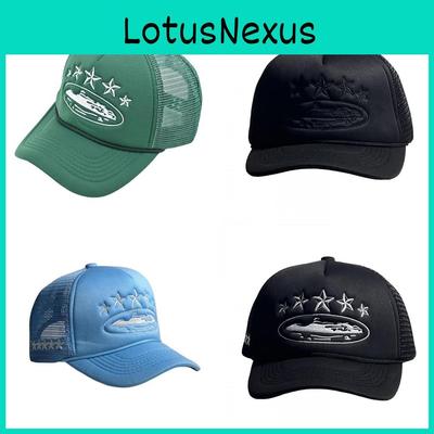 Star Embroidered Trucker Cap With Breathable Cotton For Summer Street Style