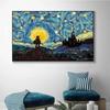 Abstrakter Künstler Van Gogh Landschaft Sternennacht Poster und Drucke Klassische Leinwandgemälde Wandkunst Bild für Heimdekoration