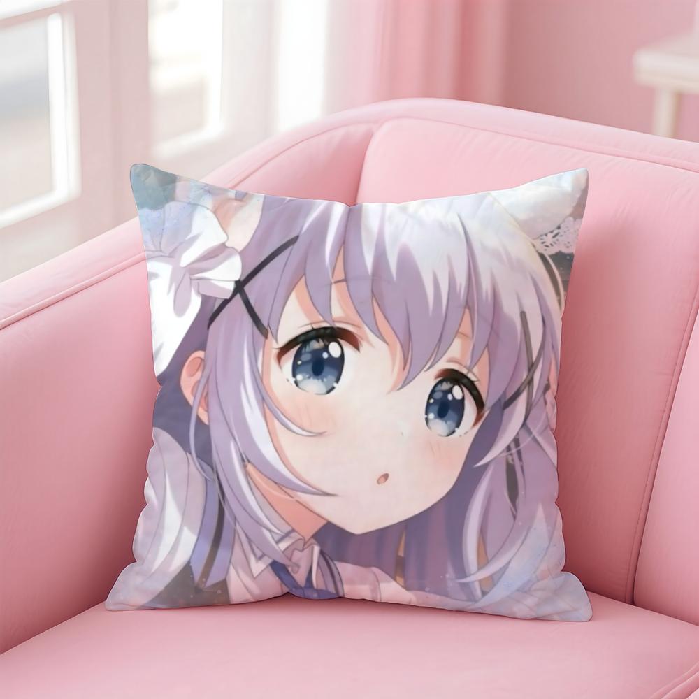 Anime Chino Kafu Cushion Cover Eco-Friendly Odorless Healthy Pillowcase Soft & Comfortable Kid-Safe No Filling