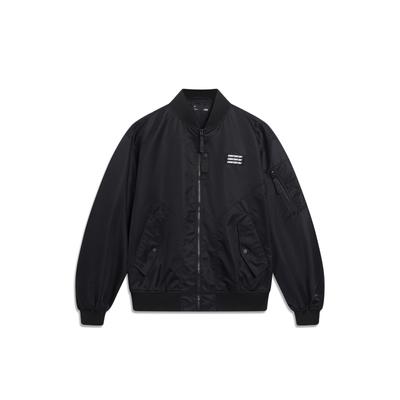 Seria mody sportowej Li Ning CF Seria Su Jednolity kolor Kołnierz baseballowy Zamek Błyskawiczny Kurtka z długim rękawem Kurtka Unisex Czarny AJDT493-1