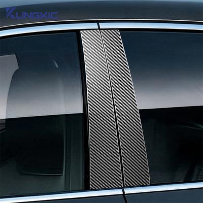 Carbon Fiber Style B Pillars Sticker For Seat Leon 2013 2014 2015 2016 2017 2018   LHD RHD Car Glossy Black Trim