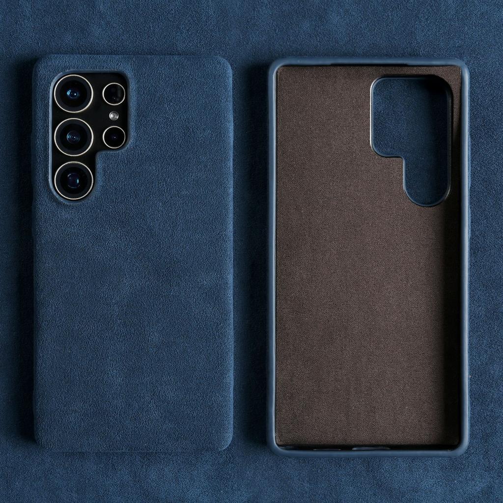 Magnetische Alcantara-Wildleder-Handyhülle für Samsung Galaxy S25 Ultra S24 Plus S23 S22 S21 FE Rundum-Abdeckung mit kabelloser Ladefunktion