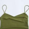 European and American style summer new French green temperament slim pleated Midi suspender dress