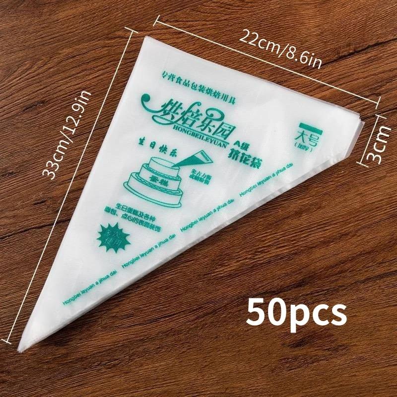 50pcs Thick Disposable Pastry Bags DIY Cake Cream Decoration Piping Bag for Fondant Frosting Cupcake Cookie Baking Supplies