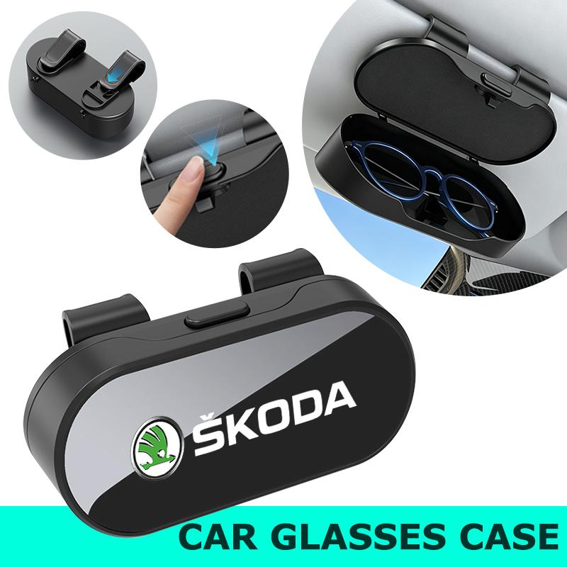 CKDQ9 Car Interior Accessories Glasses Holder Clip Box Car Visor Sunglasses Glasses Case For Skoda Rapid Octavia Derivative Enyaq-iV