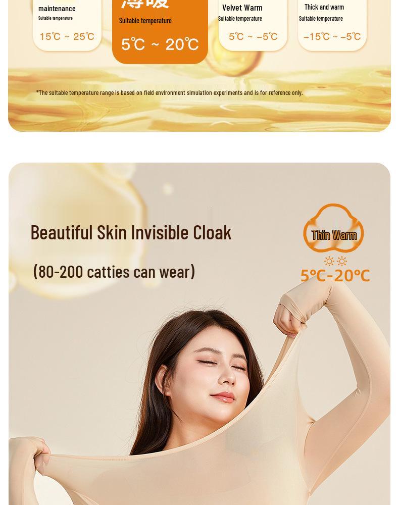 Plus Size 200 Jin Warm Top and Long Johns Set with Hyaluronic Acid for Women