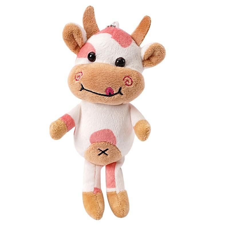 Portachiavi Mucca di Peluche con Imbottitura in Cotone PP per Regalo e Collezione