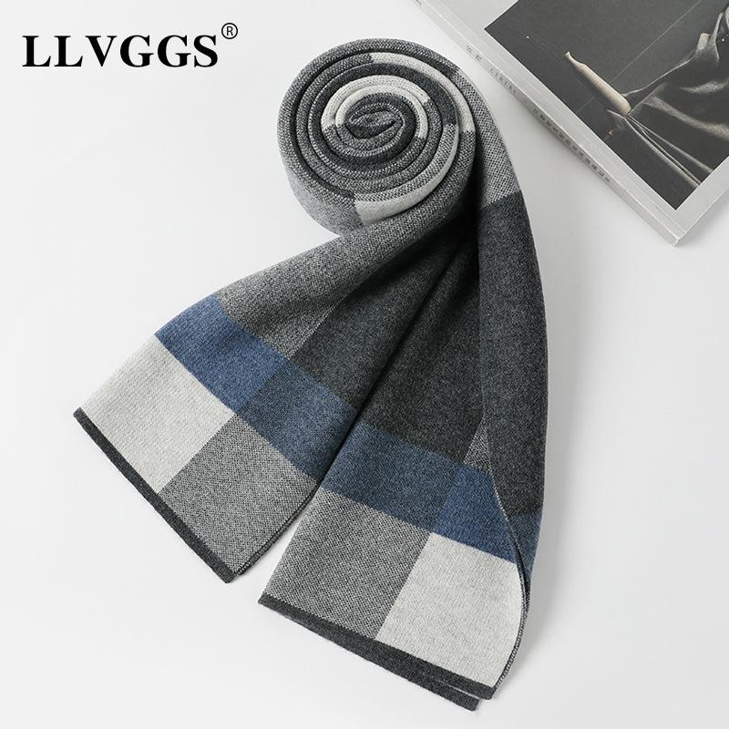 

Men s knitted wool scarf, scarf, Bag gray scarf, men s wool scarf, warm and thickened plaid scarf. Above 175cm світло-сірий колір