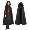 [God-Quality Product] Mysterious and Majestic Gothic-Style Hooded Long Cape with Dark Fabric for Halloween Cosplay (Black, Small)