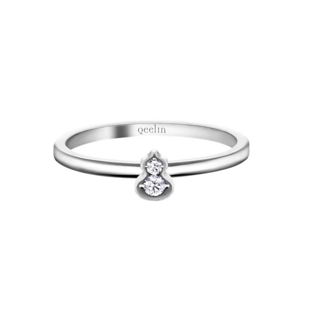 CNC Mini Diamond-encrusted Gourd Ring Light Luxury Full Diamond Fritillary Double Gourd Pair Ring no. 6