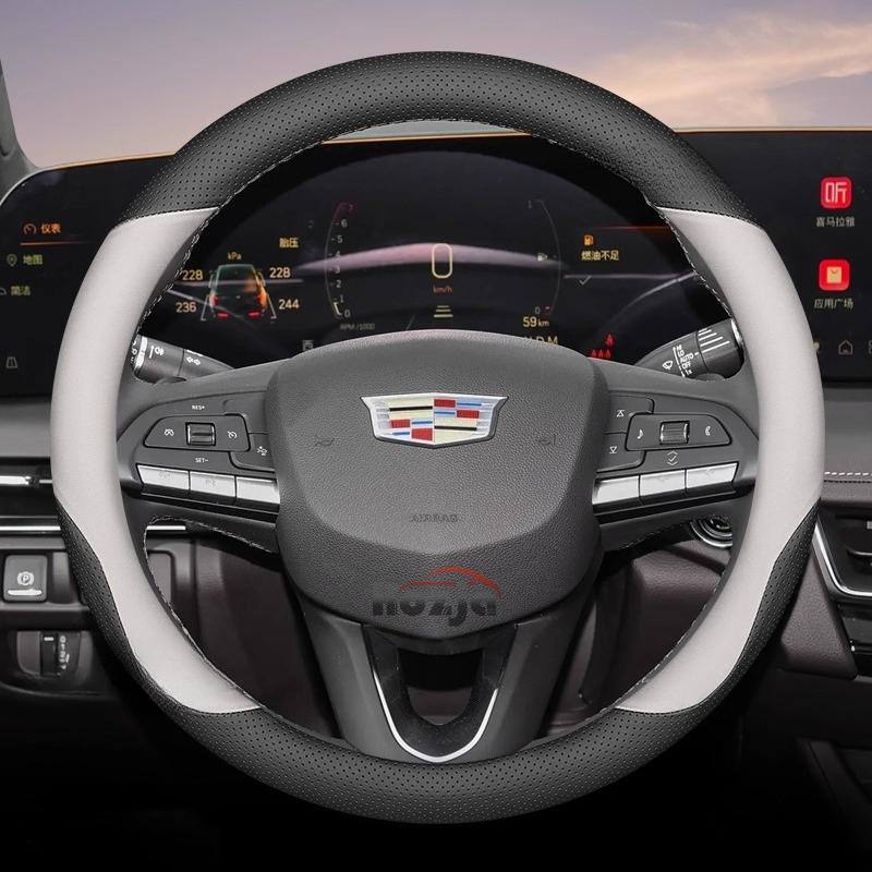 Leather Car Steering Wheel Cover for Cadillac VISTIQ ESCALADE IQ OPTIQ LYRIQ CT4 XT6 XT4 XT5 XTS CT5 CT6 ATS Accessories