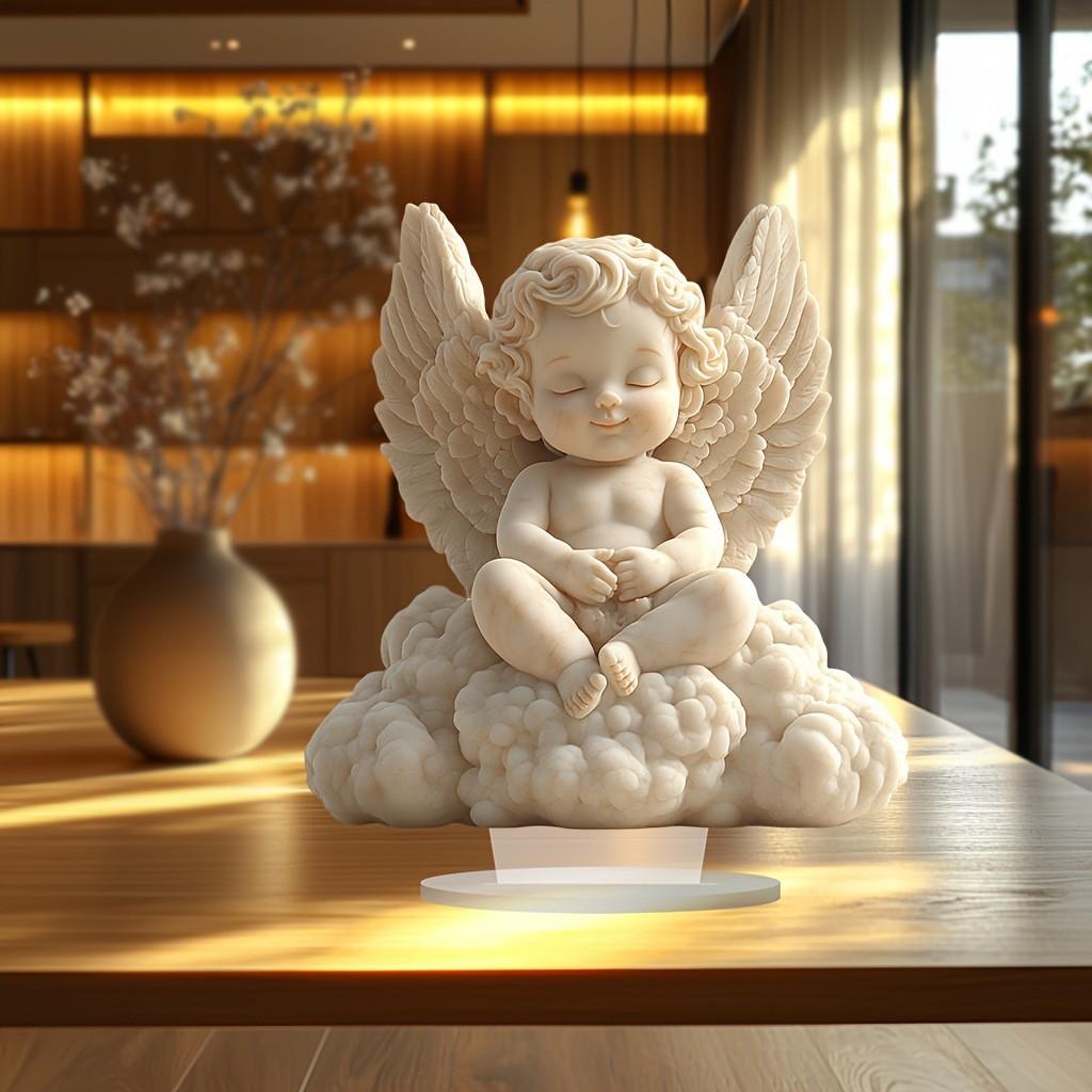 Porcelain Angel Doll Acrylic Statue: Home and Bedroom Decor Ornament