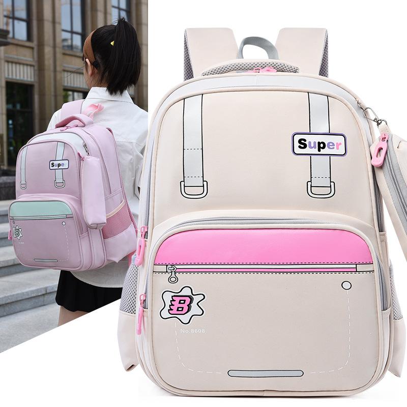 School bag New primary school school bag Grades 1-3 Reduce the burden Large capacity school bag Leisure backpack