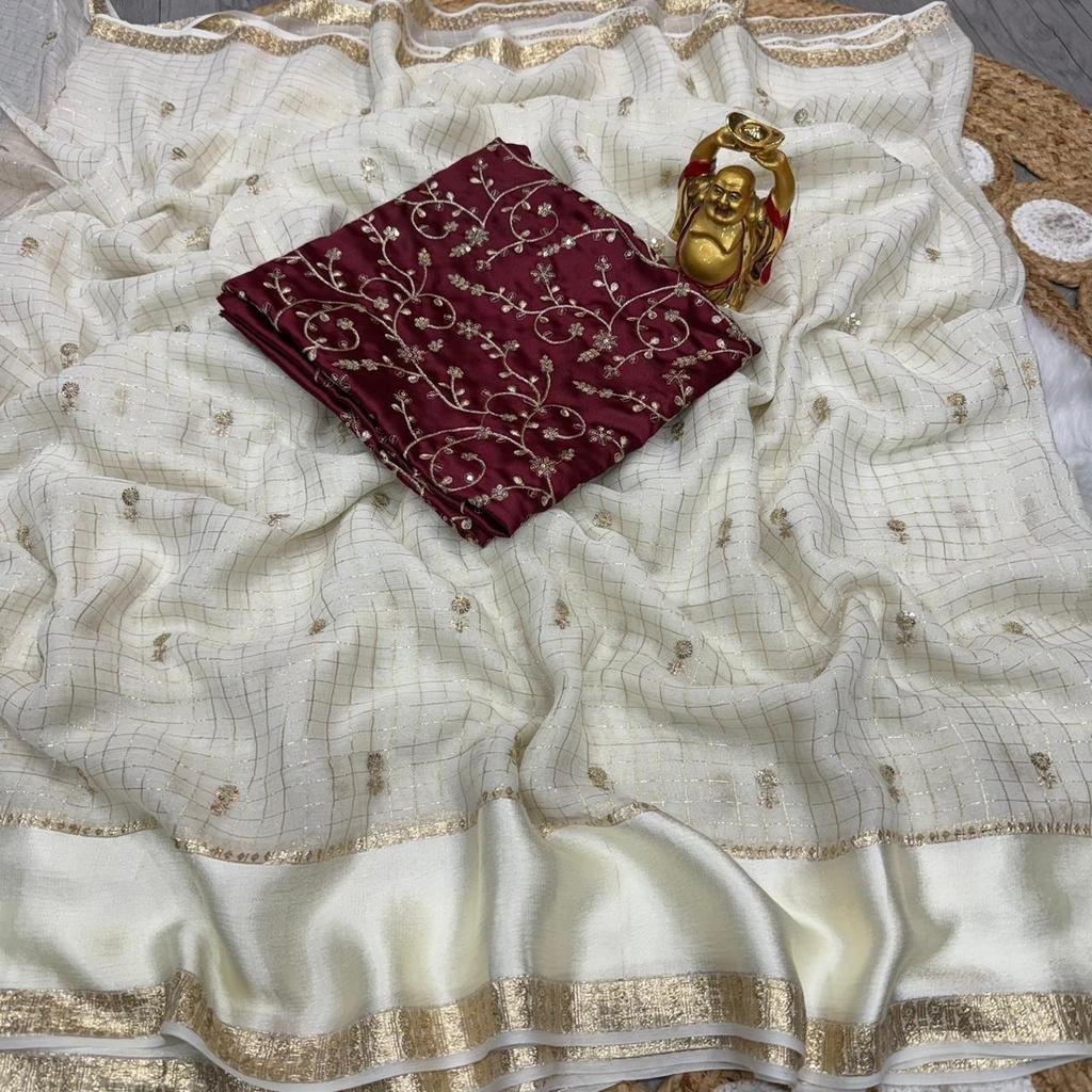 Grand Launch Party Wear Viscose Saree - Velvet Shine Sequin Edition