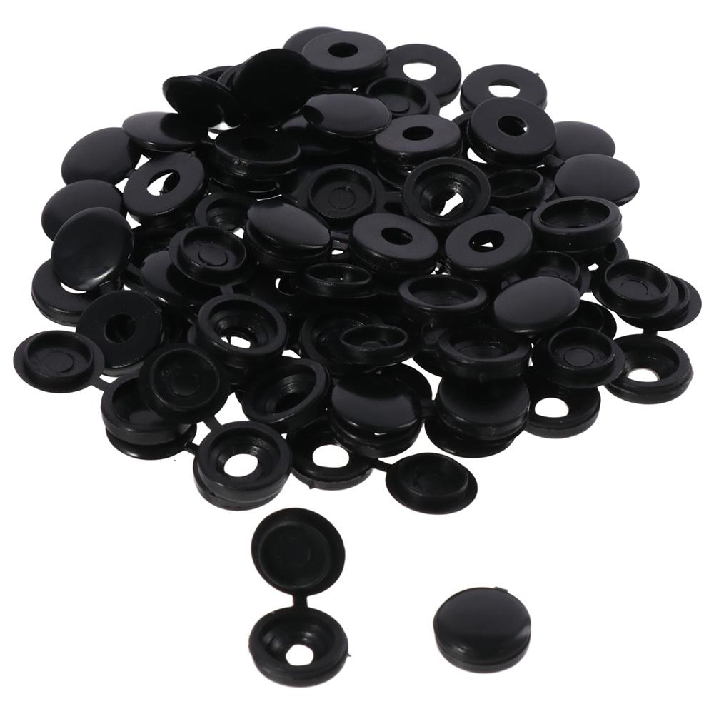 100 Pieces Small Plastic Shutter Screw Caps Black Fold Screw Snap Covers  Covering Screw Heads