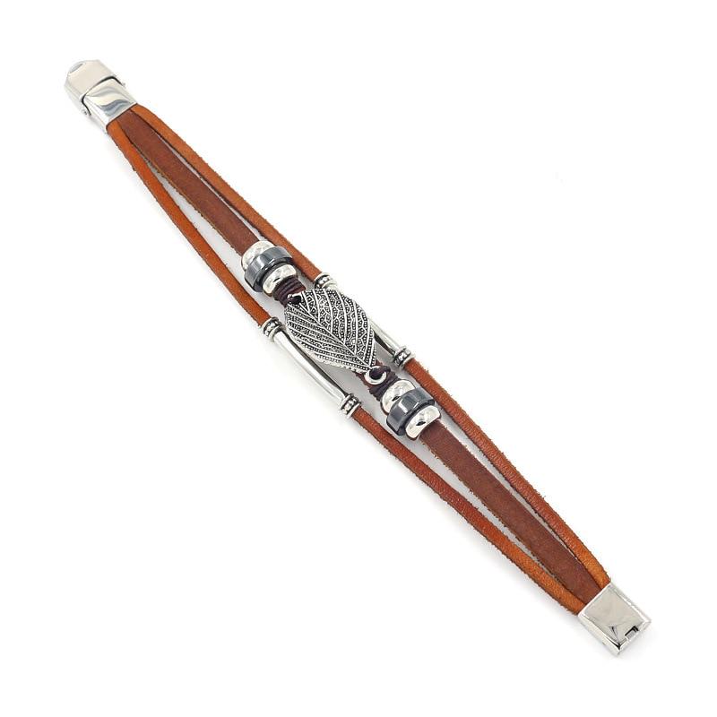 Trendy Punk Multilayer Leather Bracelet Female Fatima Hand Sun Flower Alloy Charm Jewelry Wristband