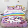 Unicorn Cute Cartoon Comforter Bedding Set,Duvet Cover Bed Set Quilt Cover Pillowcase,Queen Bedding Set for Child Boy Girl Gift