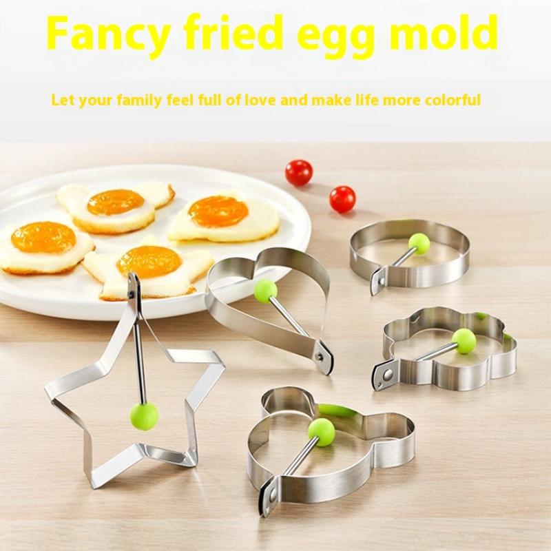 

5Pcs Stainless Steel Eggs Rings Mold With Handle,Round Non-Stick Pancake Omelette Mold For Griddle,Egg Shaper Home Kitchen серебряный