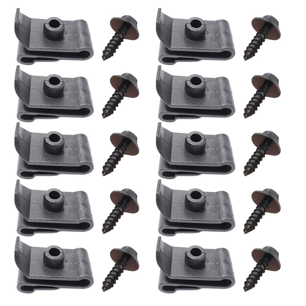 5/10Pcs Car U-Type Screw Base Fastener Clips, License Plate Screw Base Nut Mounting Clip Rivets for Engine Fenders Bumper