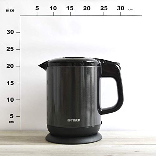 TIGER Electric Kettle, Water Boiler, Stainless Steel, 0.8L, Prevents Hot Water from Tipping Over, Prevents Dry Cooking, Steam-free, Pearl Black PCH-G0