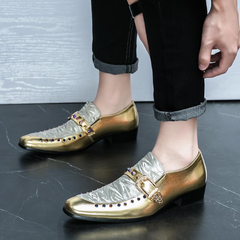 Formal Leather Business, Partry, Wedding Shoes Flats! Fashion Leather Shoes for Man Pointed Metal Toe Buckles