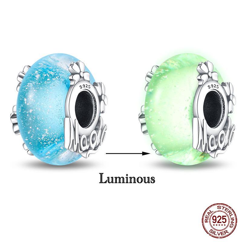 Fashion Copper Colorful Flower Feather Ocean Luminous Glass Charms Beads Fit Qikaola Original Bracelets Diy Jewelry