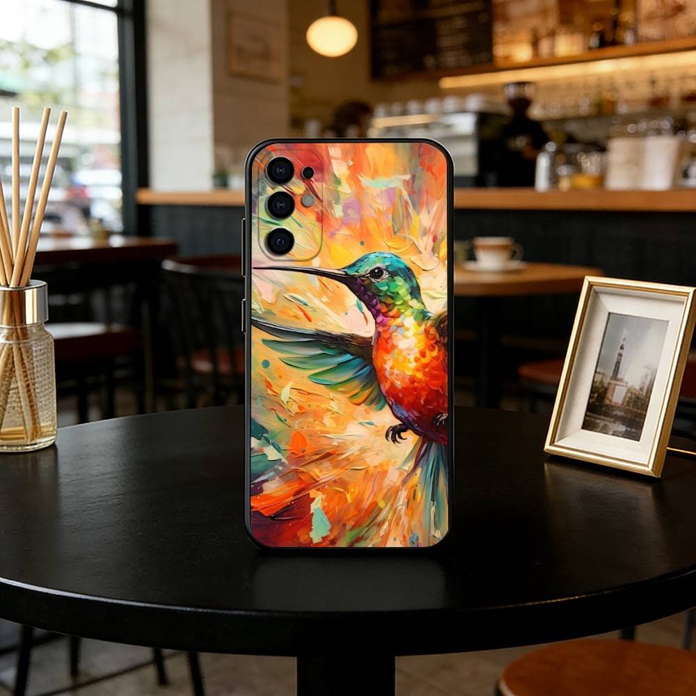 Colorful Bird Hummingbird Phone Case For Samsung S25,S24,S21,S22,S23,S30,Ultra,S20,Plus,Fe,Soft Silicone Black Cover